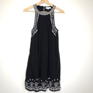 THML x Stitchfix Vittoria Black Sleeveless Embroidered Dress